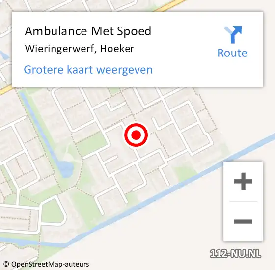 Locatie op kaart van de 112 melding: Ambulance Met Spoed Naar Wieringerwerf, Hoeker op 17 april 2024 00:10