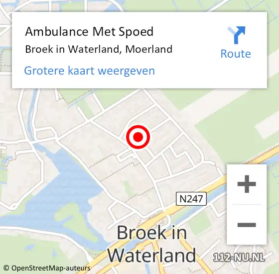 Locatie op kaart van de 112 melding: Ambulance Met Spoed Naar Broek in Waterland, Moerland op 17 april 2024 00:10