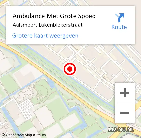Locatie op kaart van de 112 melding: Ambulance Met Grote Spoed Naar Aalsmeer, Lakenblekerstraat op 17 april 2024 00:11