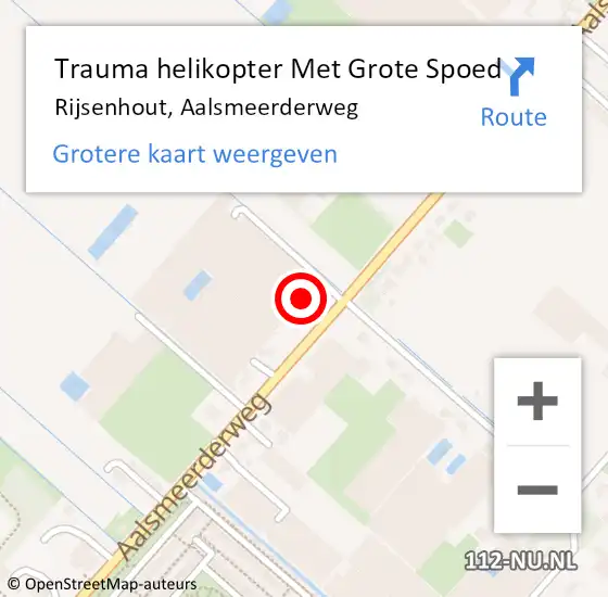 Locatie op kaart van de 112 melding: Trauma helikopter Met Grote Spoed Naar Rijsenhout, Aalsmeerderweg op 17 april 2024 00:32
