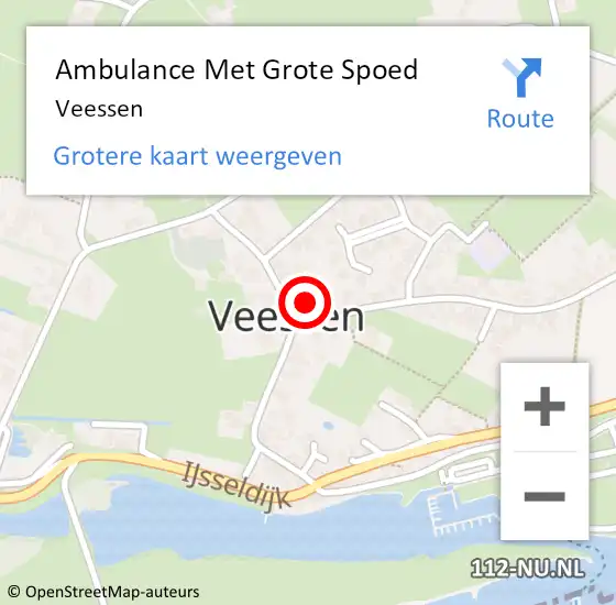 Locatie op kaart van de 112 melding: Ambulance Met Grote Spoed Naar Veessen op 17 april 2024 00:44