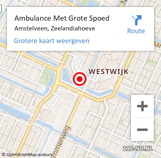 Locatie op kaart van de 112 melding: Ambulance Met Grote Spoed Naar Amstelveen, Zeelandiahoeve op 17 april 2024 00:53