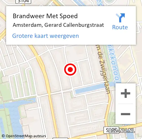 Locatie op kaart van de 112 melding: Brandweer Met Spoed Naar Amsterdam, Gerard Callenburgstraat op 17 april 2024 01:10