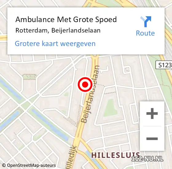 Locatie op kaart van de 112 melding: Ambulance Met Grote Spoed Naar Rotterdam, Beijerlandselaan op 17 april 2024 02:41