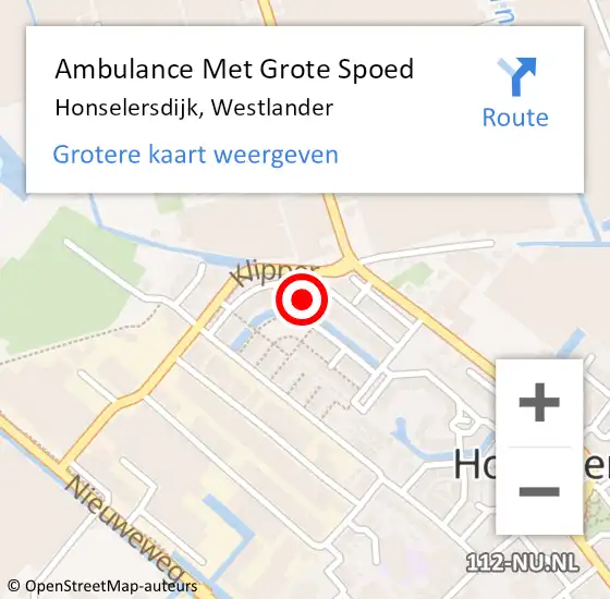 Locatie op kaart van de 112 melding: Ambulance Met Grote Spoed Naar Honselersdijk, Westlander op 17 april 2024 02:47