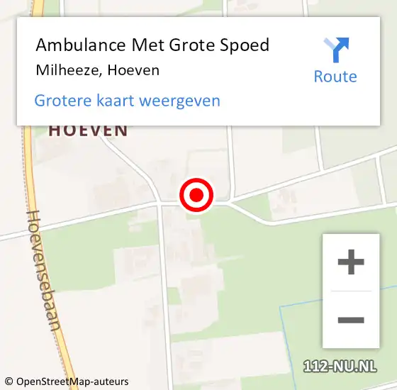 Locatie op kaart van de 112 melding: Ambulance Met Grote Spoed Naar Milheeze, Hoeven op 17 april 2024 02:54