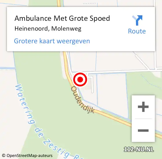 Locatie op kaart van de 112 melding: Ambulance Met Grote Spoed Naar Heinenoord, Molenweg op 17 april 2024 02:56