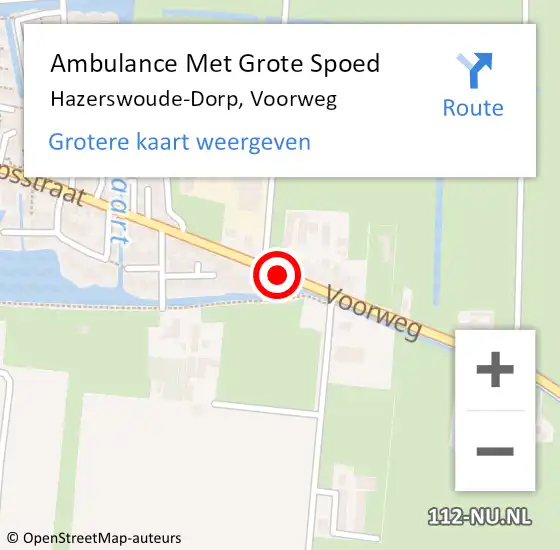 Locatie op kaart van de 112 melding: Ambulance Met Grote Spoed Naar Hazerswoude-Dorp, Voorweg op 17 april 2024 04:09