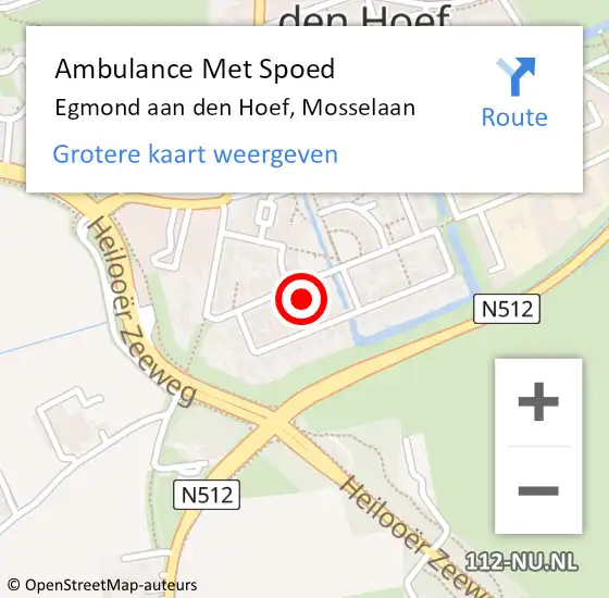 Locatie op kaart van de 112 melding: Ambulance Met Spoed Naar Egmond aan den Hoef, Mosselaan op 17 april 2024 04:15