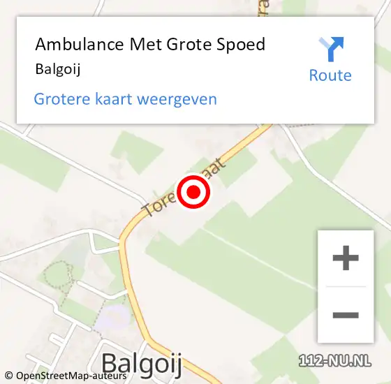 Locatie op kaart van de 112 melding: Ambulance Met Grote Spoed Naar Balgoij op 17 april 2024 04:56