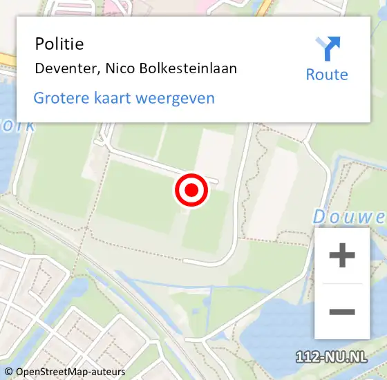 Locatie op kaart van de 112 melding: Politie Deventer, Nico Bolkesteinlaan op 17 april 2024 06:50