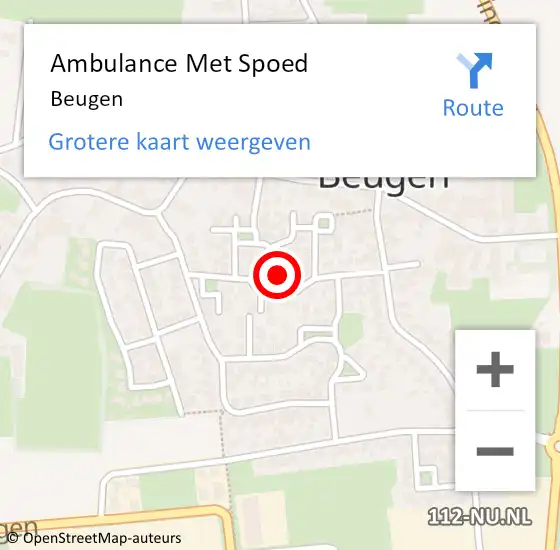 Locatie op kaart van de 112 melding: Ambulance Met Spoed Naar Beugen op 17 april 2024 07:13