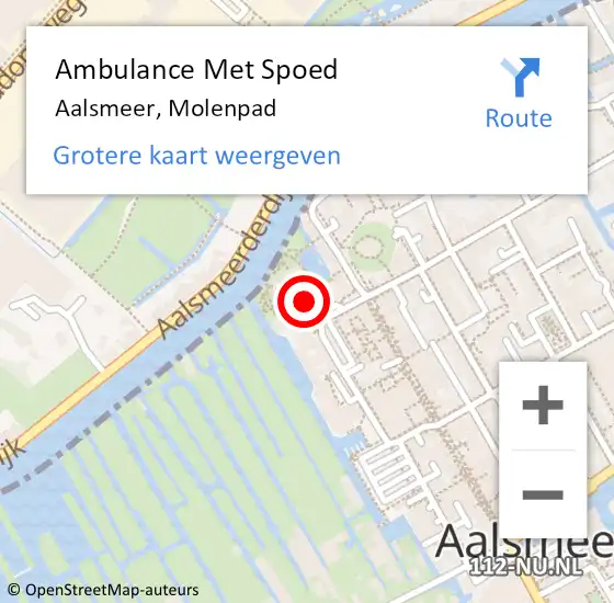 Locatie op kaart van de 112 melding: Ambulance Met Spoed Naar Aalsmeer, Molenpad op 17 april 2024 07:25