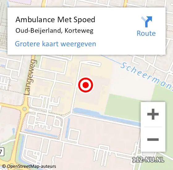 Locatie op kaart van de 112 melding: Ambulance Met Spoed Naar Oud-Beijerland, Korteweg op 17 april 2024 07:46