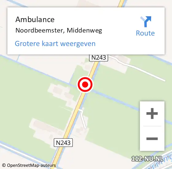 Locatie op kaart van de 112 melding: Ambulance Noordbeemster, Middenweg op 17 april 2024 08:10