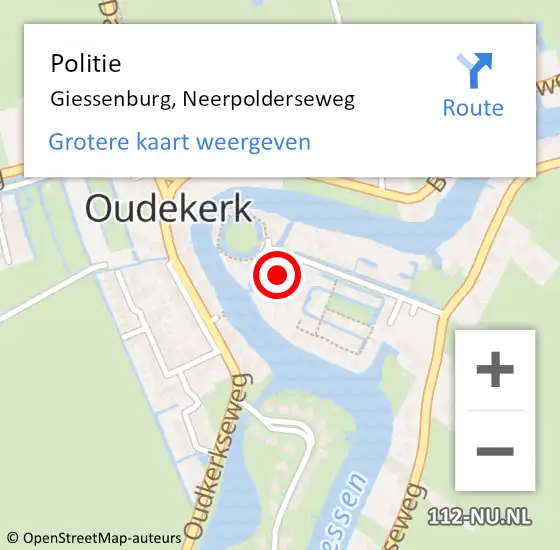 Locatie op kaart van de 112 melding: Politie Giessenburg, Neerpolderseweg op 17 april 2024 08:19