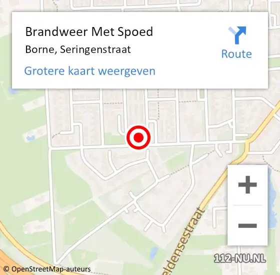 Locatie op kaart van de 112 melding: Brandweer Met Spoed Naar Borne, Seringenstraat op 17 april 2024 08:25