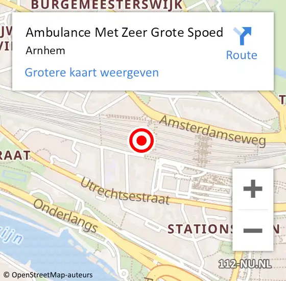 Locatie op kaart van de 112 melding: Ambulance Met Zeer Grote Spoed Naar Arnhem op 17 april 2024 08:26