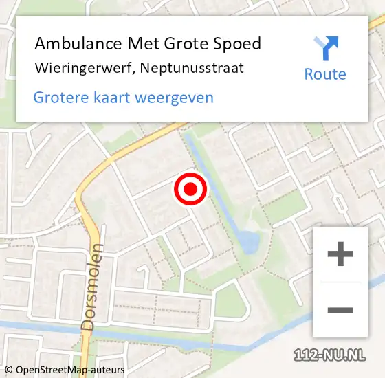 Locatie op kaart van de 112 melding: Ambulance Met Grote Spoed Naar Wieringerwerf, Neptunusstraat op 17 april 2024 08:30