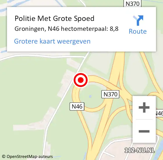 Locatie op kaart van de 112 melding: Politie Met Grote Spoed Naar Het Hogeland, N46 hectometerpaal: 8,8 op 17 april 2024 08:39