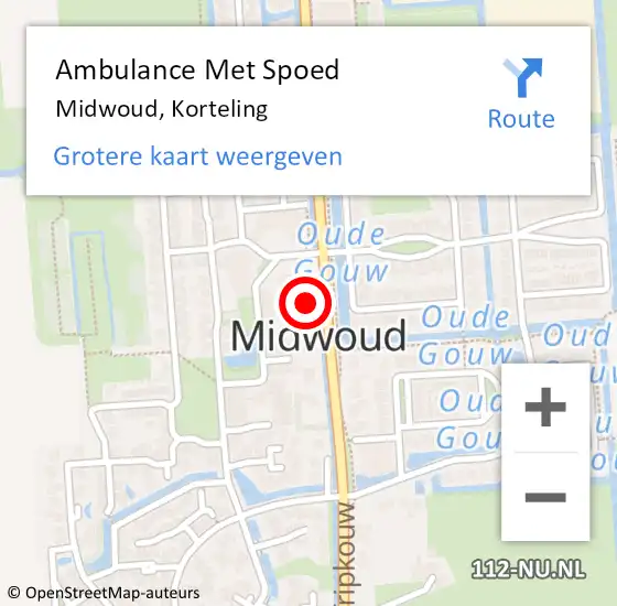 Locatie op kaart van de 112 melding: Ambulance Met Spoed Naar Midwoud, Korteling op 17 april 2024 08:44