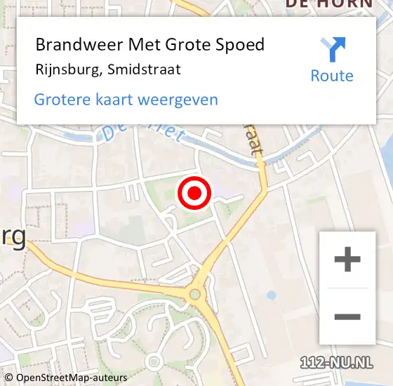Locatie op kaart van de 112 melding: Brandweer Met Grote Spoed Naar Rijnsburg, Smidstraat op 17 april 2024 09:01