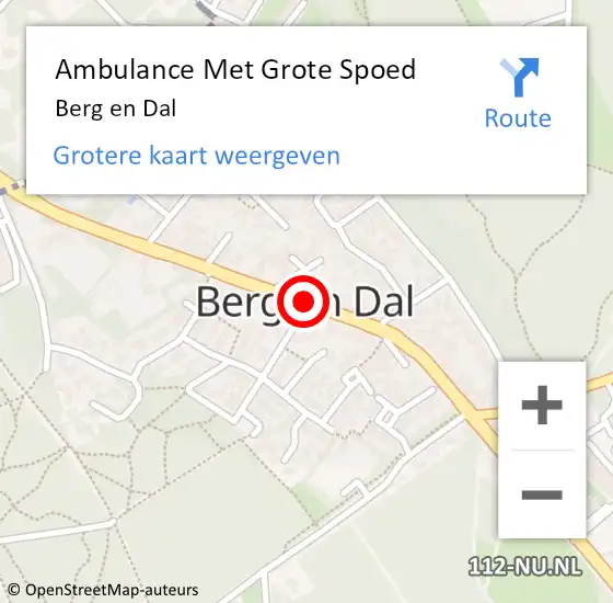 Locatie op kaart van de 112 melding: Ambulance Met Grote Spoed Naar Berg en Dal op 17 april 2024 09:11
