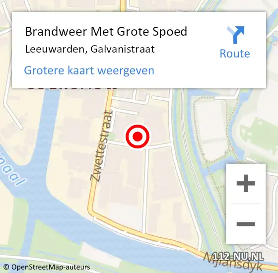 Locatie op kaart van de 112 melding: Brandweer Met Grote Spoed Naar Leeuwarden, Galvanistraat op 17 april 2024 09:19