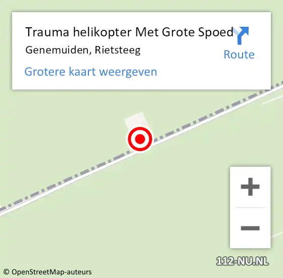 Locatie op kaart van de 112 melding: Trauma helikopter Met Grote Spoed Naar Genemuiden, Rietsteeg op 17 april 2024 09:30
