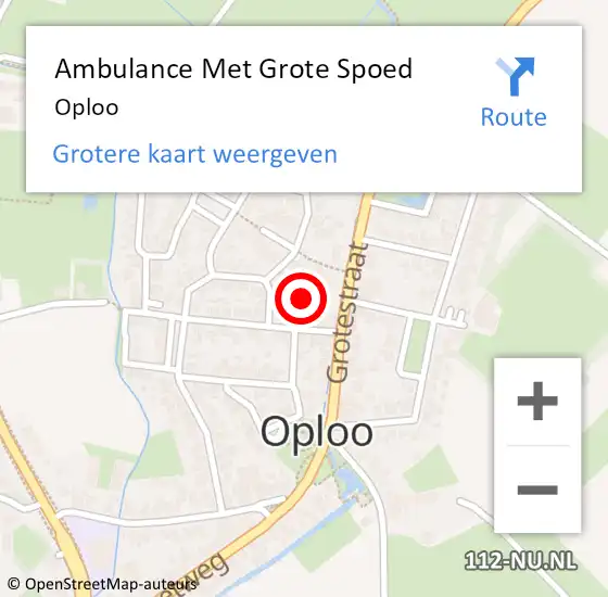 Locatie op kaart van de 112 melding: Ambulance Met Grote Spoed Naar Oploo op 17 april 2024 09:36