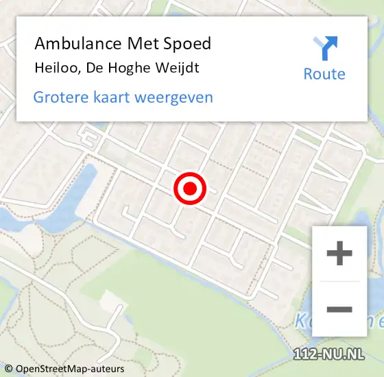 Locatie op kaart van de 112 melding: Ambulance Met Spoed Naar Heiloo, De Hoghe Weijdt op 17 april 2024 09:53