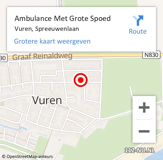 Locatie op kaart van de 112 melding: Ambulance Met Grote Spoed Naar Vuren, Spreeuwenlaan op 17 april 2024 10:01