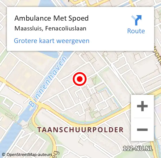 Locatie op kaart van de 112 melding: Ambulance Met Spoed Naar Maassluis, Fenacoliuslaan op 17 april 2024 10:02