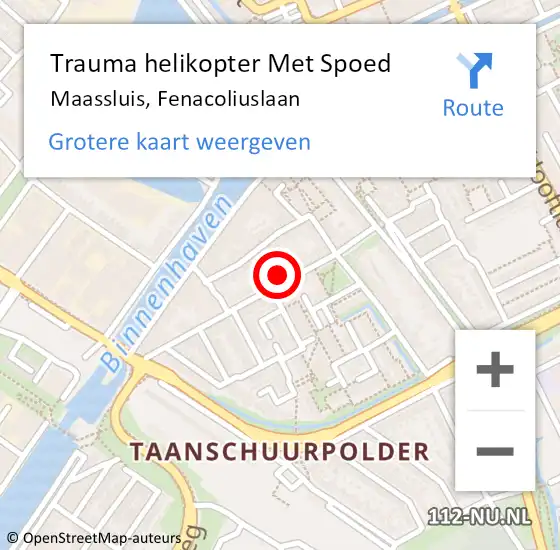 Locatie op kaart van de 112 melding: Trauma helikopter Met Spoed Naar Maassluis, Fenacoliuslaan op 17 april 2024 10:02