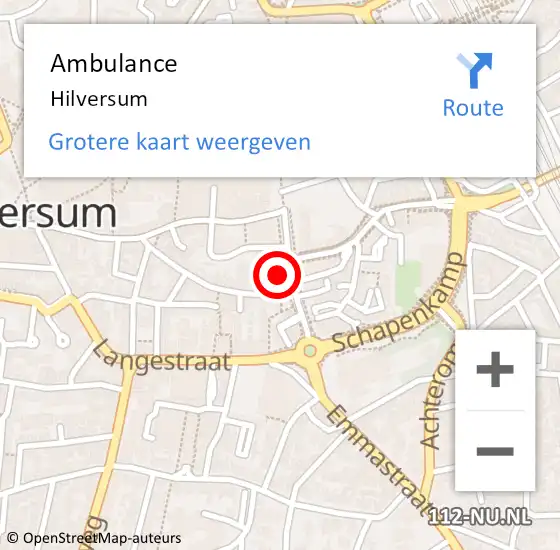 Locatie op kaart van de 112 melding: Ambulance Hilversum op 17 april 2024 10:04