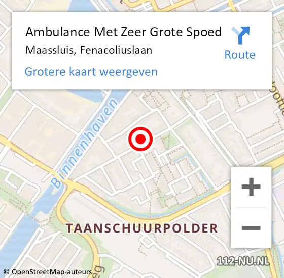 Locatie op kaart van de 112 melding: Ambulance Met Zeer Grote Spoed Naar Maassluis, Fenacoliuslaan op 17 april 2024 10:11