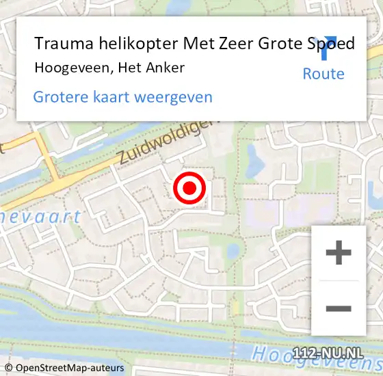 Locatie op kaart van de 112 melding: Trauma helikopter Met Zeer Grote Spoed Naar Hoogeveen, Het Anker op 17 april 2024 10:40