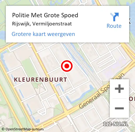 Locatie op kaart van de 112 melding: Politie Met Grote Spoed Naar Rijswijk, Vermiljoenstraat op 17 april 2024 11:06