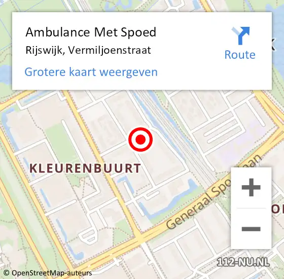 Locatie op kaart van de 112 melding: Ambulance Met Spoed Naar Rijswijk, Vermiljoenstraat op 17 april 2024 11:07