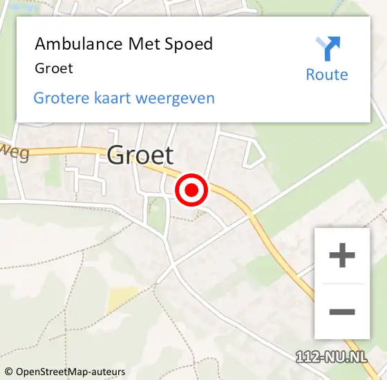 Locatie op kaart van de 112 melding: Ambulance Met Spoed Naar Groet op 17 april 2024 11:12