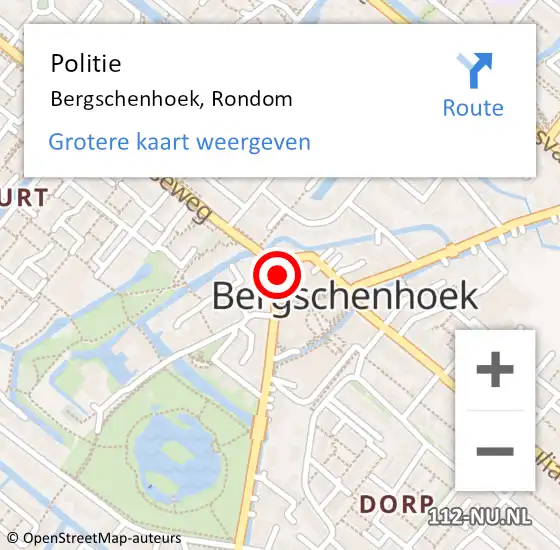 Locatie op kaart van de 112 melding: Politie Bergschenhoek, Rondom op 17 april 2024 11:26