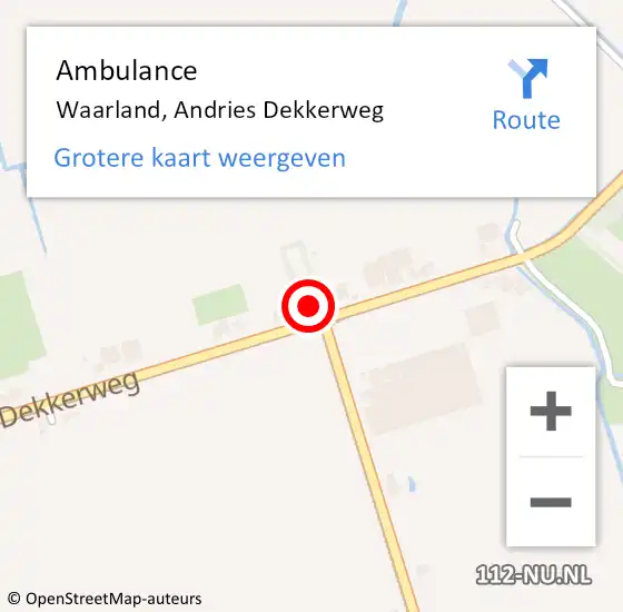 Locatie op kaart van de 112 melding: Ambulance Waarland, Andries Dekkerweg op 17 april 2024 11:37