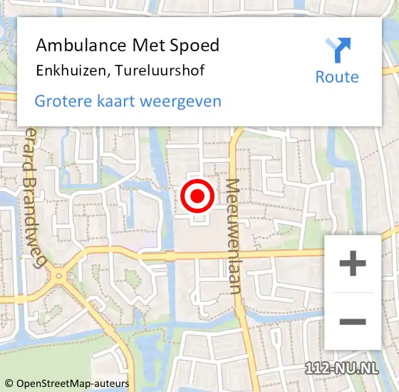 Locatie op kaart van de 112 melding: Ambulance Met Spoed Naar Enkhuizen, Tureluurshof op 17 april 2024 11:42