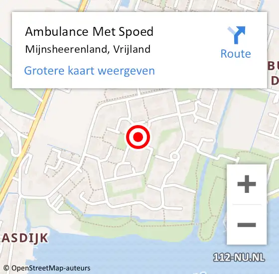 Locatie op kaart van de 112 melding: Ambulance Met Spoed Naar Mijnsheerenland, Vrijland op 17 april 2024 11:48