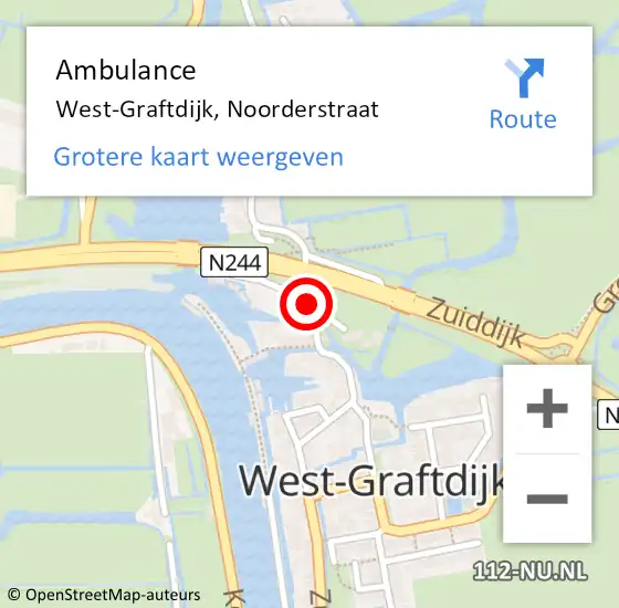 Locatie op kaart van de 112 melding: Ambulance West-Graftdijk, Noorderstraat op 17 april 2024 11:49