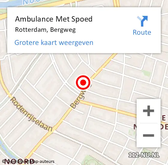 Locatie op kaart van de 112 melding: Ambulance Met Spoed Naar Rotterdam, Bergweg op 17 april 2024 12:01