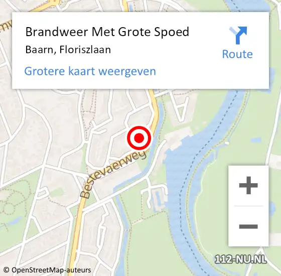Locatie op kaart van de 112 melding: Brandweer Met Grote Spoed Naar Baarn, Floriszlaan op 17 april 2024 12:14