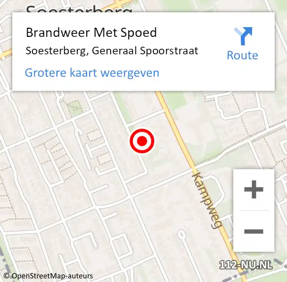 Locatie op kaart van de 112 melding: Brandweer Met Spoed Naar Soesterberg, Generaal Spoorstraat op 17 april 2024 12:20