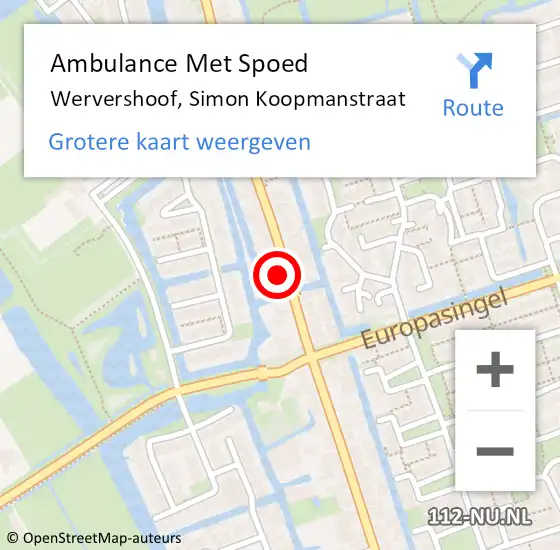 Locatie op kaart van de 112 melding: Ambulance Met Spoed Naar Wervershoof, Simon Koopmanstraat op 17 april 2024 12:23