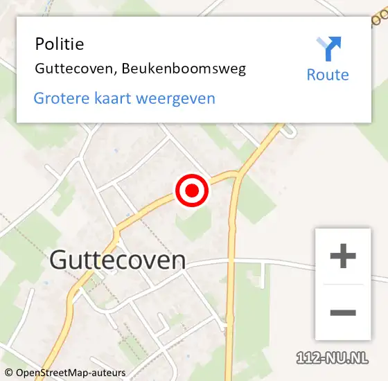 Locatie op kaart van de 112 melding: Politie Guttecoven, Beukenboomsweg op 17 april 2024 12:25